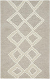 2' X 3' Gray And Ivory Wool Geometric Tufted Handmade Stain Resistant Area Rug