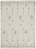 2' X 3' Ivory Tan And Silver Wool Geometric Tufted Handmade Stain Resistant Area Rug