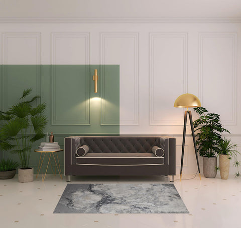 4' X 6' Ivory Black And Gray Abstract Area Rug