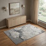 4' X 6' Ivory Black And Gray Abstract Area Rug
