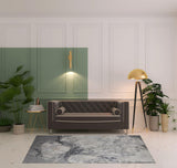 5' X 8' Ivory Black And Gray Abstract Area Rug