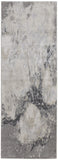 8' Ivory Black And Gray Abstract Runner Rug