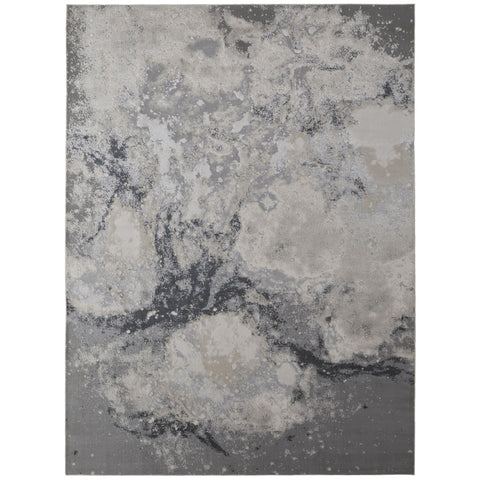 2' X 3' Ivory Black And Gray Abstract Area Rug