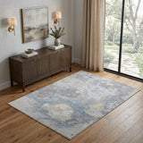 4' X 6' Ivory Blue And Gray Abstract Area Rug