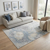 5' X 8' Ivory Blue And Gray Abstract Area Rug
