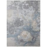 8' X 10' Teal Blue Aqua And Gray Abstract Washable Indoor Outdoor Area Rug