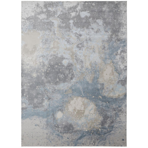 8' X 10' Teal Blue Aqua And Gray Abstract Washable Indoor Outdoor Area Rug