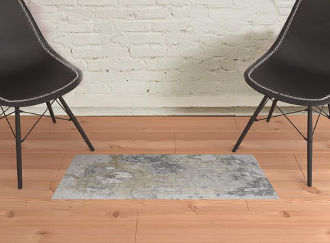 2' X 3' Gray Abstract Area Rug