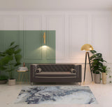 5' X 8' Ivory Black And Gray Abstract Area Rug
