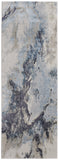 8' Ivory Black And Gray Abstract Runner Rug