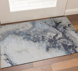 2' X 3' Ivory Black And Gray Abstract Area Rug
