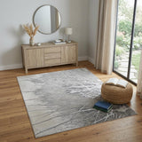 4' X 6' Gray and Ivory Abstract Power Loom Non Skid Area Rug
