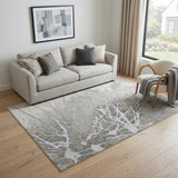 5' X 8' Gray and Ivory Abstract Power Loom Non Skid Area Rug