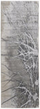 8' Gray and Ivory Abstract Power Loom Non Skid Runner Rug