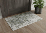 3' X 5' Green Gray And Ivory Abstract Distressed Stain Resistant Area Rug