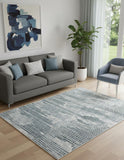 5' X 8' Blue And Gray Polka Dots Distressed Stain Resistant Area Rug