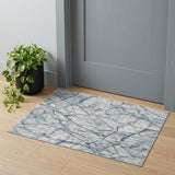 3' X 5' Blue Gray And Ivory Abstract Distressed Stain Resistant Area Rug
