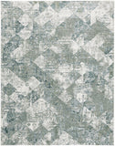 2' X 3' Green And Ivory Patchwork Distressed Stain Resistant Area Rug