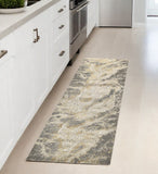 8' Ivory Tan And Gray Abstract Runner Rug