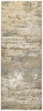8' Gold and Ivory Abstract Power Loom Runner Rug