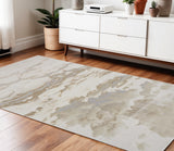 4' X 6' Brown And Ivory Abstract Area Rug