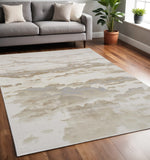 5' X 8' Brown And Ivory Abstract Area Rug