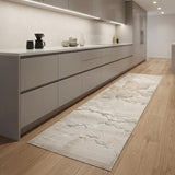 8' Brown and Ivory Abstract Power Loom Runner Rug