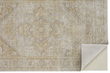 5' X 8' Gold And Ivory Floral Medallion Area Rug