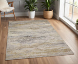 4' X 6' Gold Gray And Ivory Abstract Area Rug