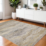 4' X 6' Gold Gray And Ivory Abstract Area Rug