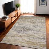 5' X 8' Gold Gray And Ivory Abstract Area Rug