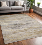 5' X 8' Gold Gray And Ivory Abstract Area Rug