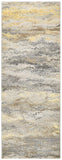 8' Gold Gray And Ivory Abstract Runner Rug