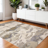 4' X 6' Ivory Brown And Gray Abstract Area Rug
