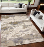 5' X 8' Ivory Brown And Gray Abstract Area Rug