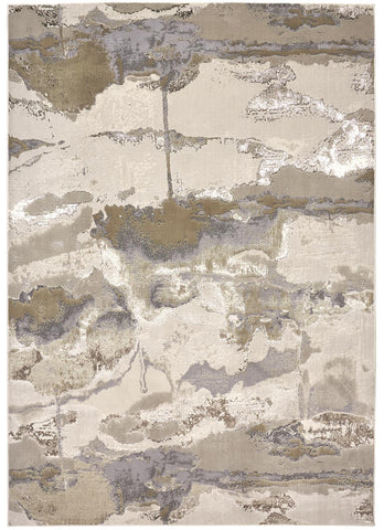 5' X 8' Ivory Brown And Gray Abstract Area Rug
