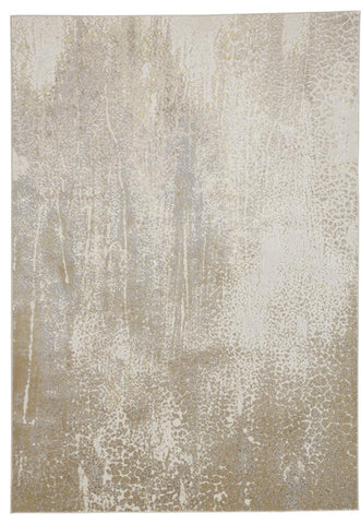 5' X 8' Gold Gray And Ivory Abstract Area Rug