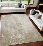 5' X 8' Gold Gray And Ivory Abstract Area Rug
