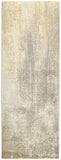 8' Gold Gray And Ivory Abstract Runner Rug
