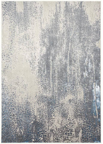 5' X 8' Ivory Gray And Blue Abstract Area Rug