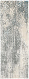 8' Ivory Gray And Blue Abstract Runner Rug