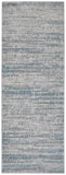 8' Ivory Gray And Blue Abstract Runner Rug