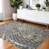 4' X 6' Blue And Gray Geometric Area Rug
