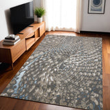 5' X 8' Blue And Gray Geometric Area Rug