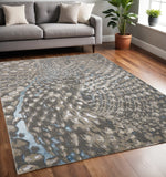 5' X 8' Blue And Gray Geometric Area Rug