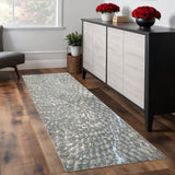 8' Blue And Gray Geometric Runner Rug