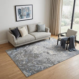 5' X 8' Blue and Gray Abstract Power Loom Area Rug