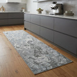 8' Blue and Gray Abstract Power Loom Runner Rug