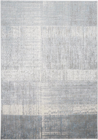 5' X 8' Blue And Gray Abstract Area Rug