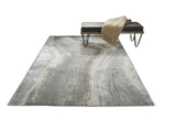 4' X 6' Gray Ivory And Blue Abstract Area Rug